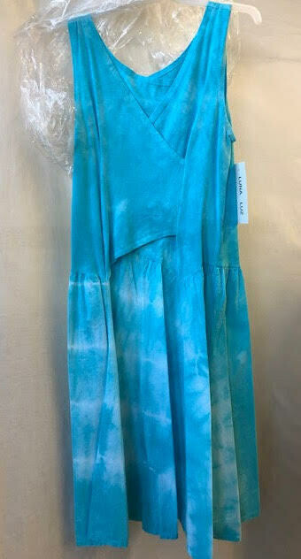 Luna Luz: Cross Over Bodice Tie Dye Midi Dress