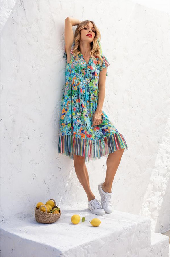 Maloka: Beauty Blooms Contrast Hem Flare Dress MK_FELISHA