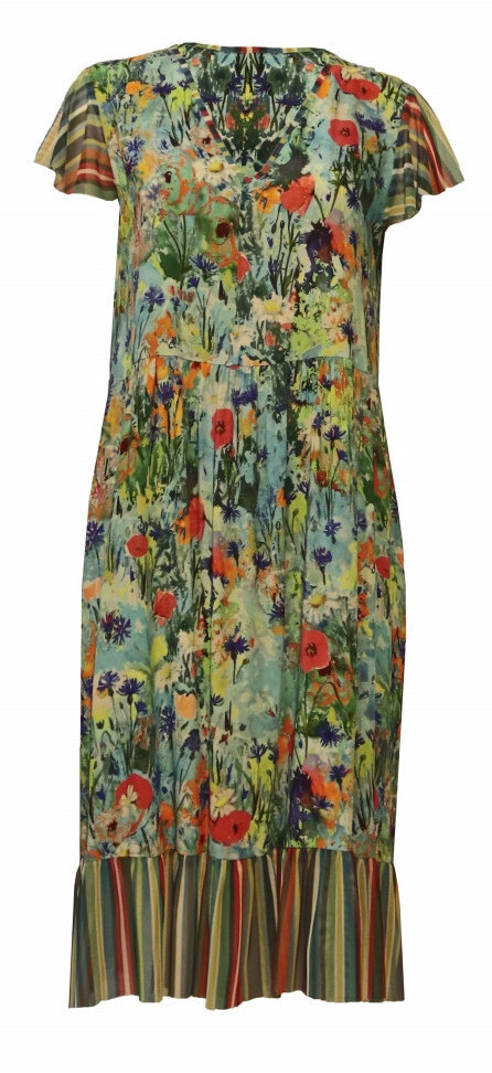 Maloka: Beauty Blooms Contrast Hem Flare Dress