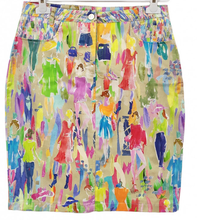 Paul Brial: Can you see the Women In Neon Cold Shoulder Abstract Art Mini Skirt (2 Left!)