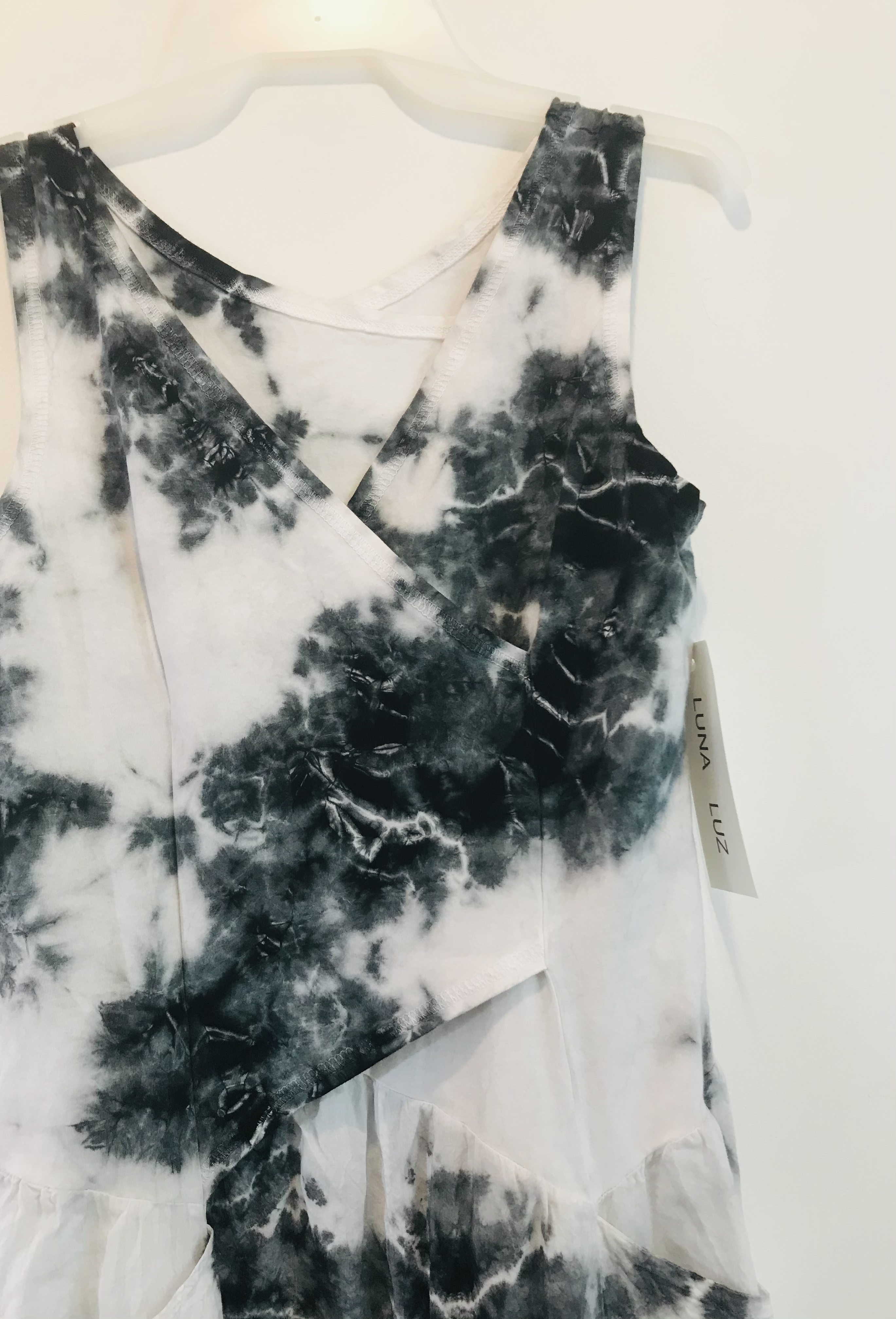 Luna Luz: Cross Over Botanical Bodice Tie Dye Long Dress (Ships Immed, 2 Left!)