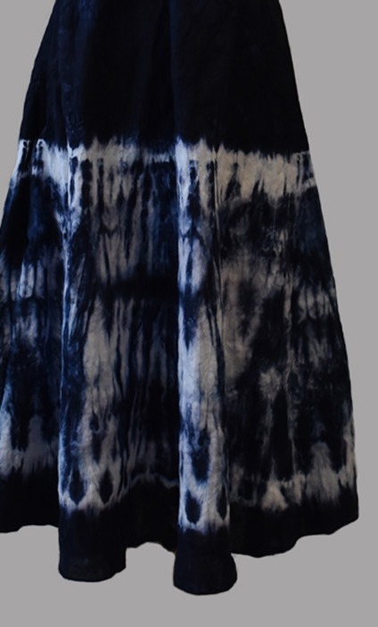 Luna Luz: Ribbed Linen A-Line Tie Dye Midi Dress (Ships Immed in Inkwell!)