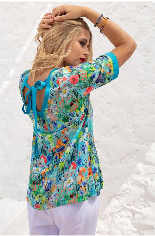 Maloka: Beauty Blooms Contrast Tie Back T-Shirt MK_FRANCEE