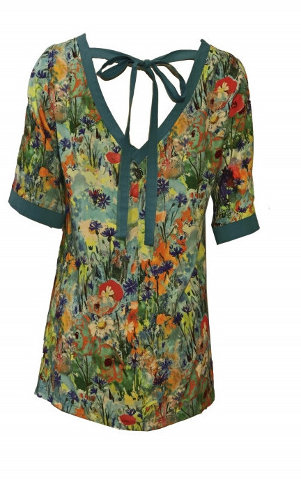 Maloka: Beauty Blooms Contrast Tie Back T-Shirt