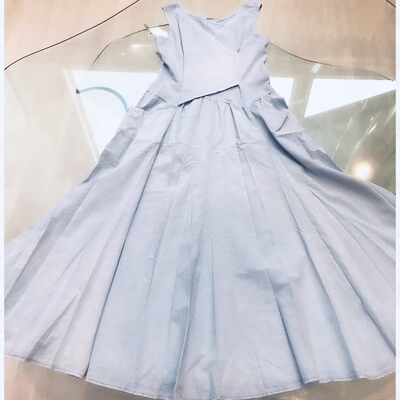 Luna Luz: Cross Over Bodice Long Dress (Ships Immed in Sky Blue, 1 Left!) LL_516_SKYBLUE