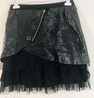 L33 Paris: Black Rose Asymmetrical Skirt