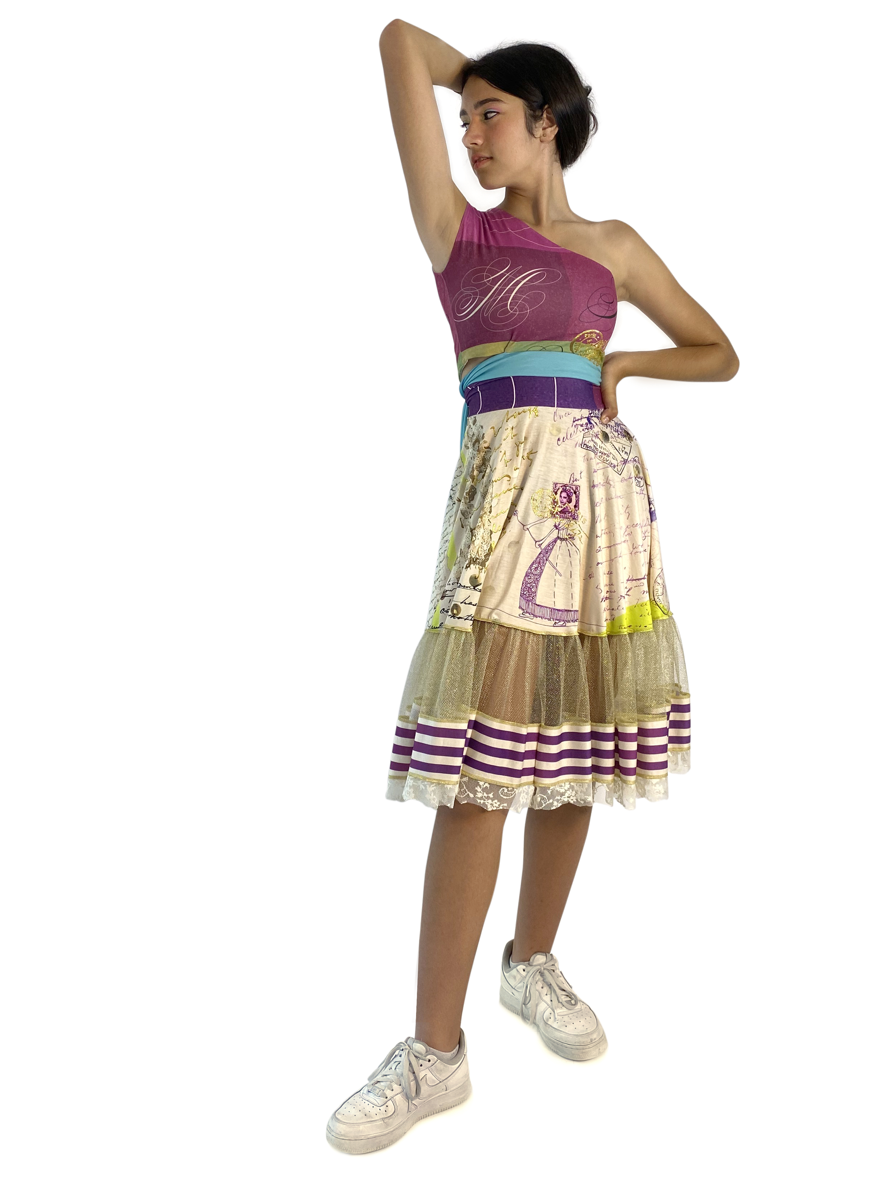 IPNG: If I Was Dancing In Paris Illusion Flared Midi Skirt (Some Ship Immed!)