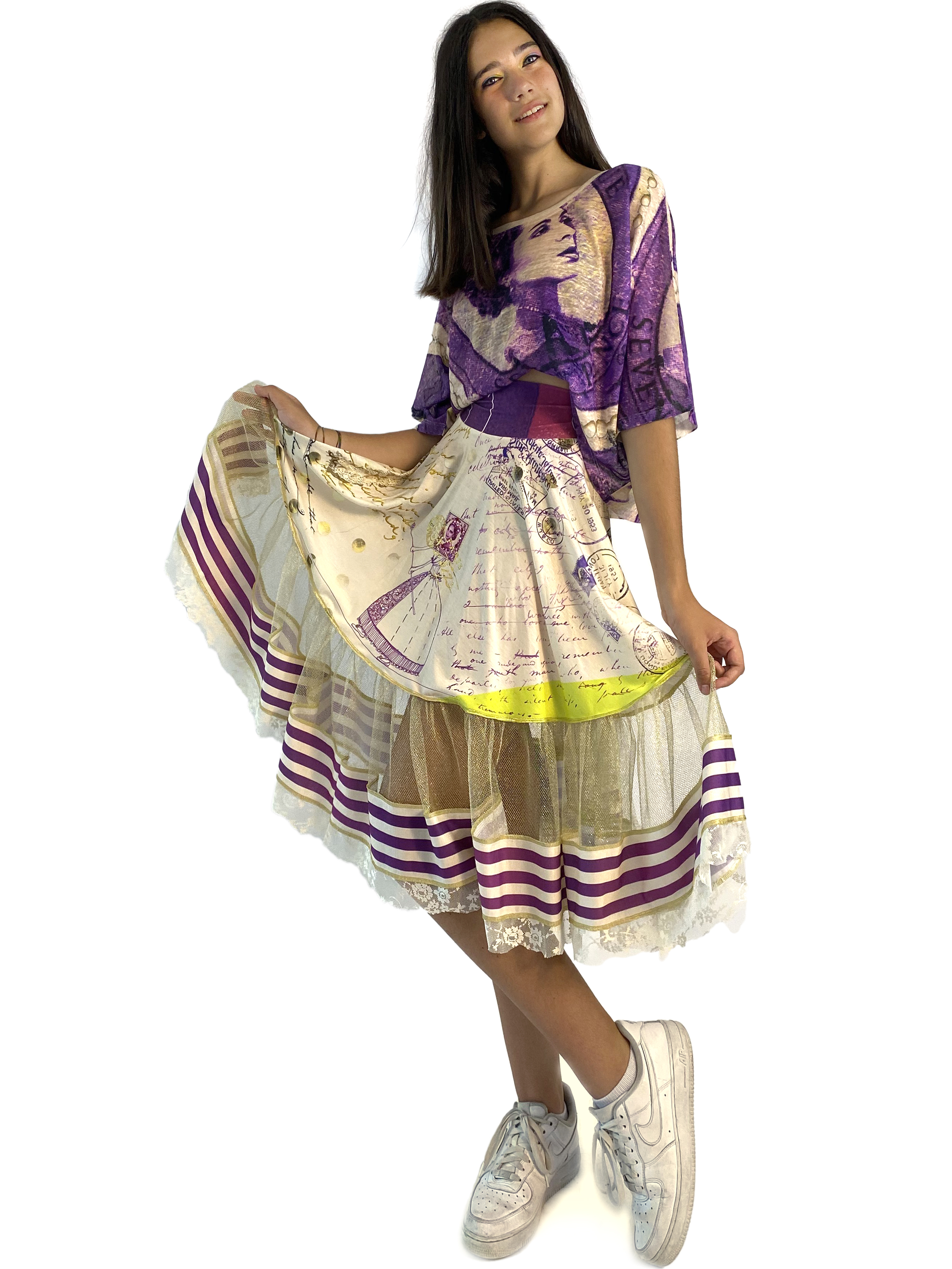 IPNG: If I Was Dancing In Paris Illusion Flared Midi Skirt (Some Ship Immed!)