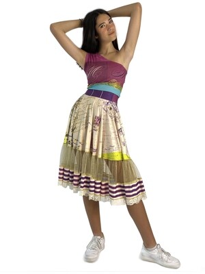IPNG: If I Was Dancing In Paris Illusion Flared Midi Skirt (Some Ship Immed!)