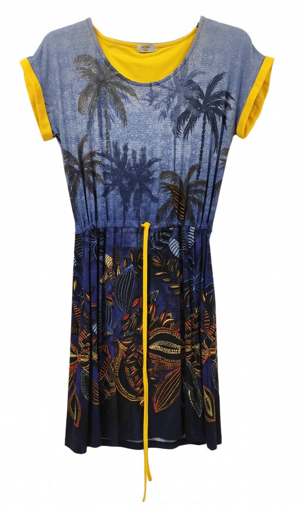 Paul Brial: Palm Tree Printed Mini Jersey Dress/Tunic PB_WEEKEND