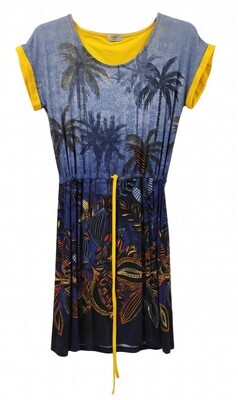 Paul Brial: Palm Tree Printed Mini Jersey Dress/Tunic