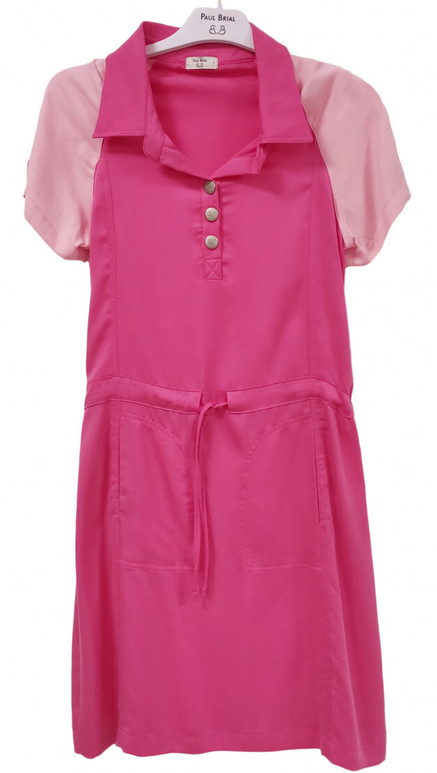Paul Brial: Pink Pull Tie Colorblock Cotton Dress PB_LOLA