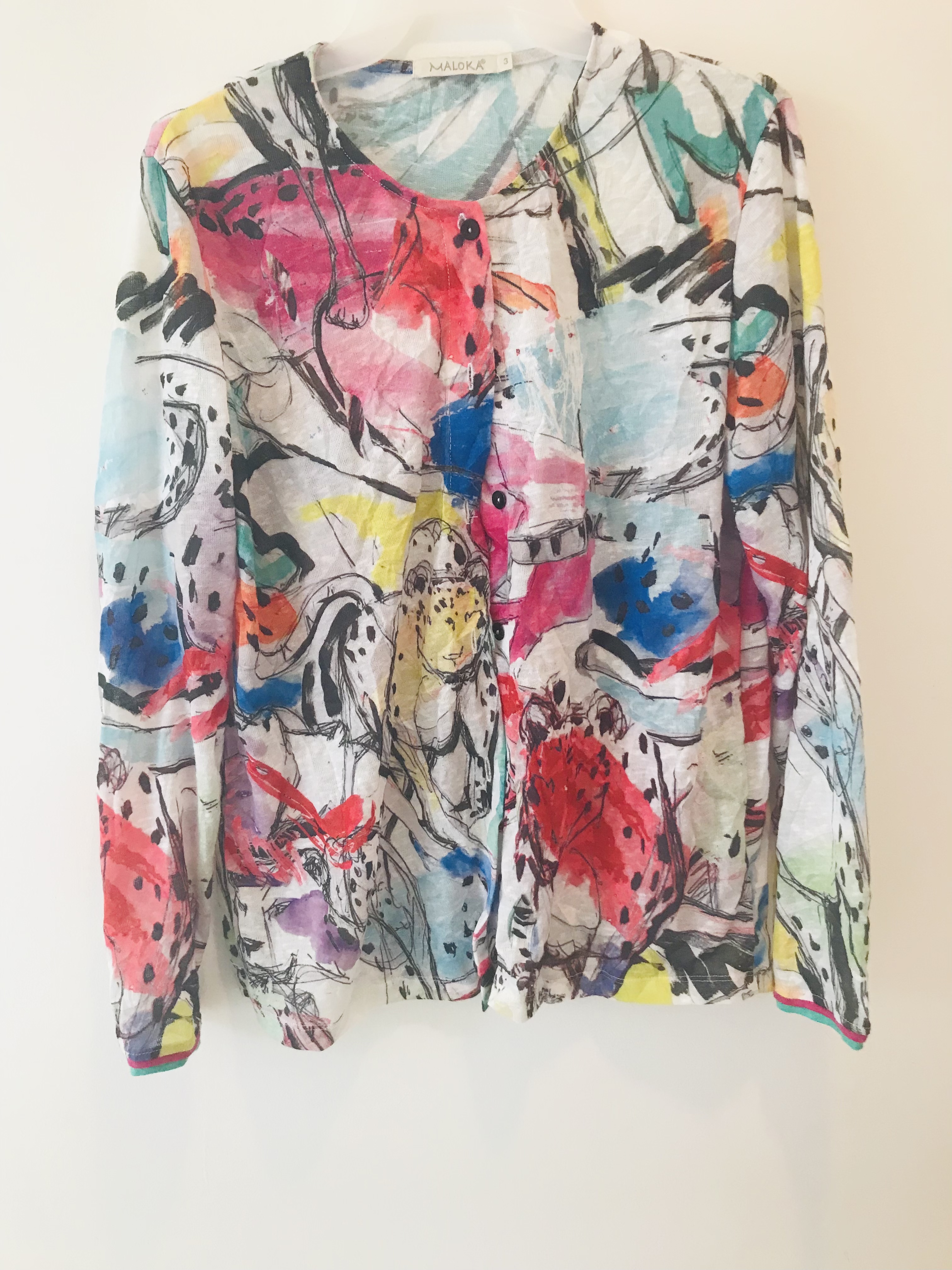 Maloka: Pink Leopard Abstract Art Cardigan (1 Left!)