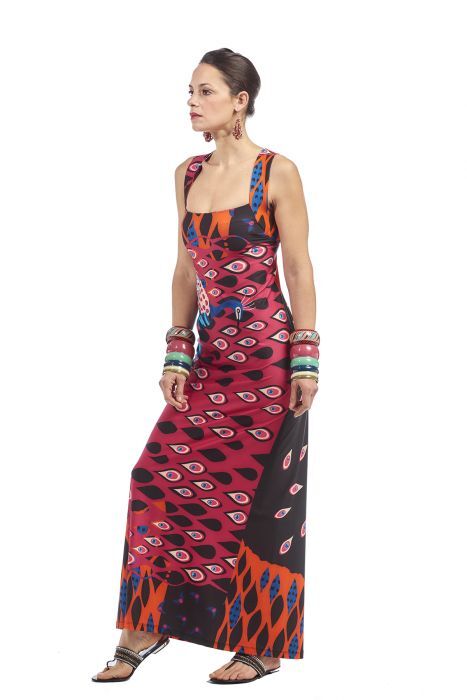 Save The Queen: Pink Peacock Afropavo Maxi Dress