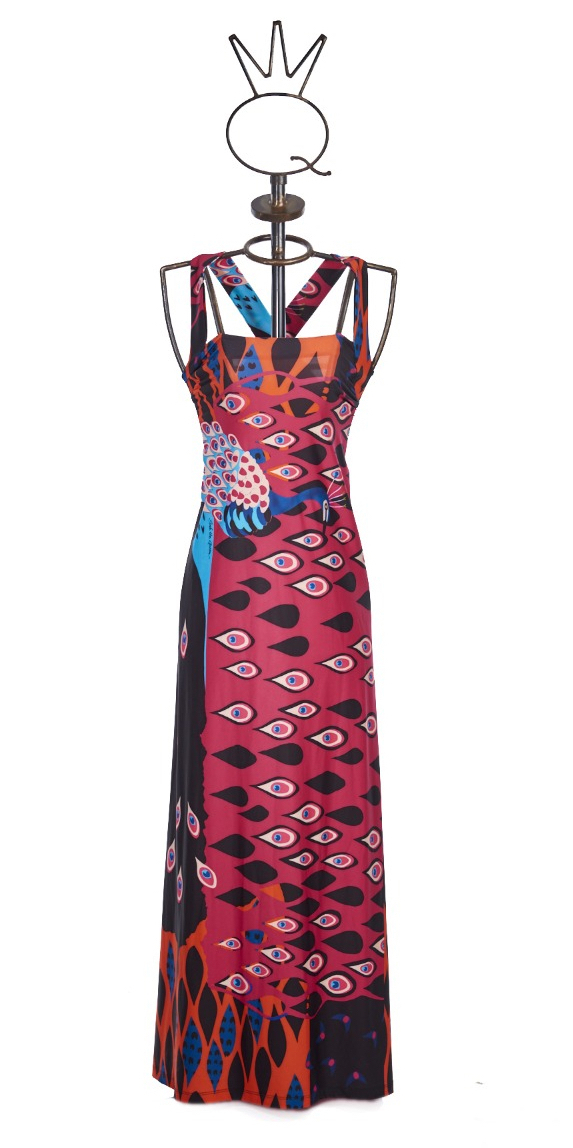 Save The Queen: Pink Peacock Afropavo Maxi Dress STQ_4175
