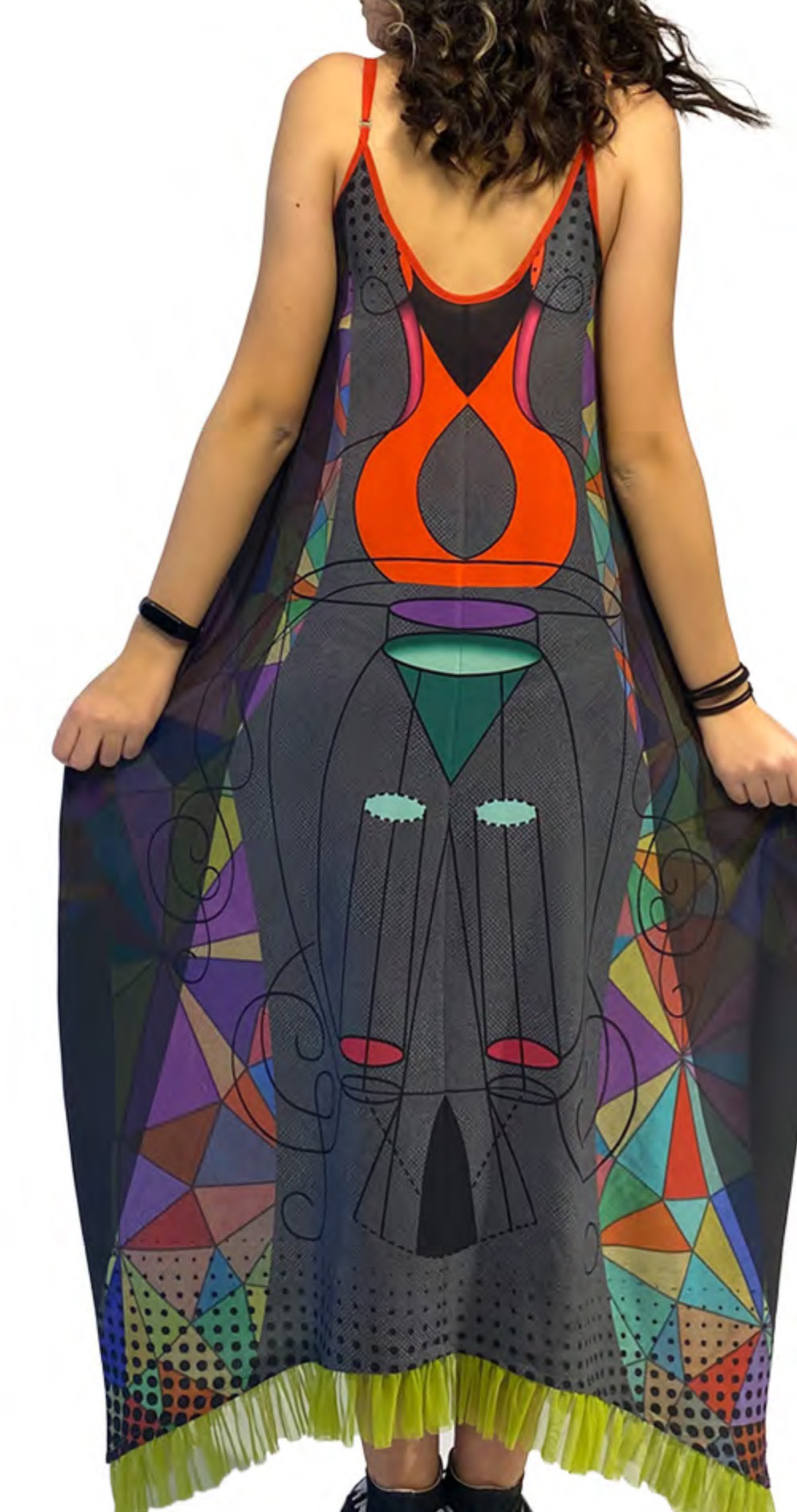 IPNG: Art Is My Body In Rhythm Illusion V-neck Flared Dress