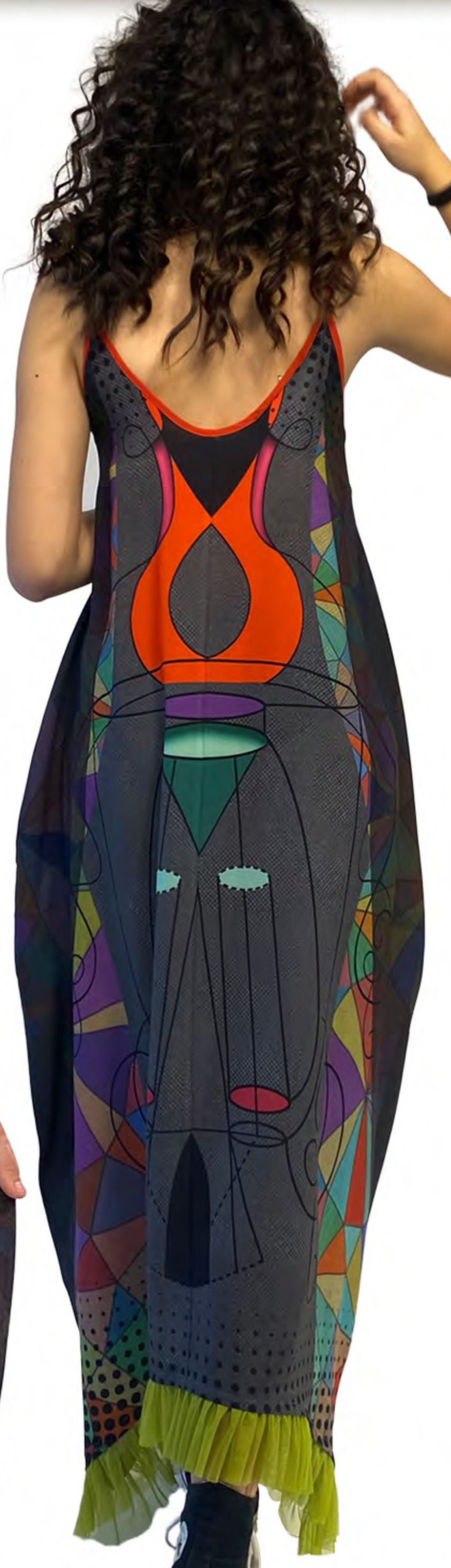 IPNG: Art Is My Body In Rhythm Illusion V-neck Flared Dress