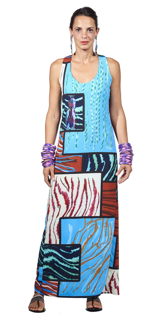 Save The Queen: Purple Unicorn Crepe Printed Maxi Dress SQ_4163