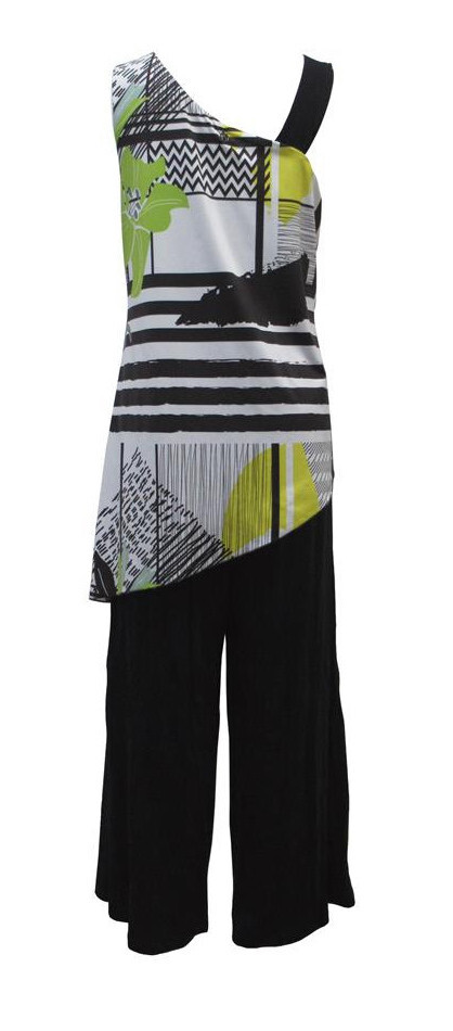 Maloka: Lemon Lime Marble Asymmetrical Jumpsuit