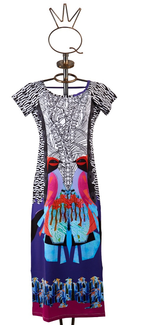 Save The Queen: Pink Parrot Art Midi Cover Up Sundress (1 Left!) STQ_SNH460