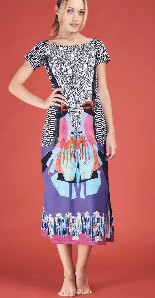 Save The Queen: Pink Parrot Art Midi Cover Up Sundress (1 Left!)