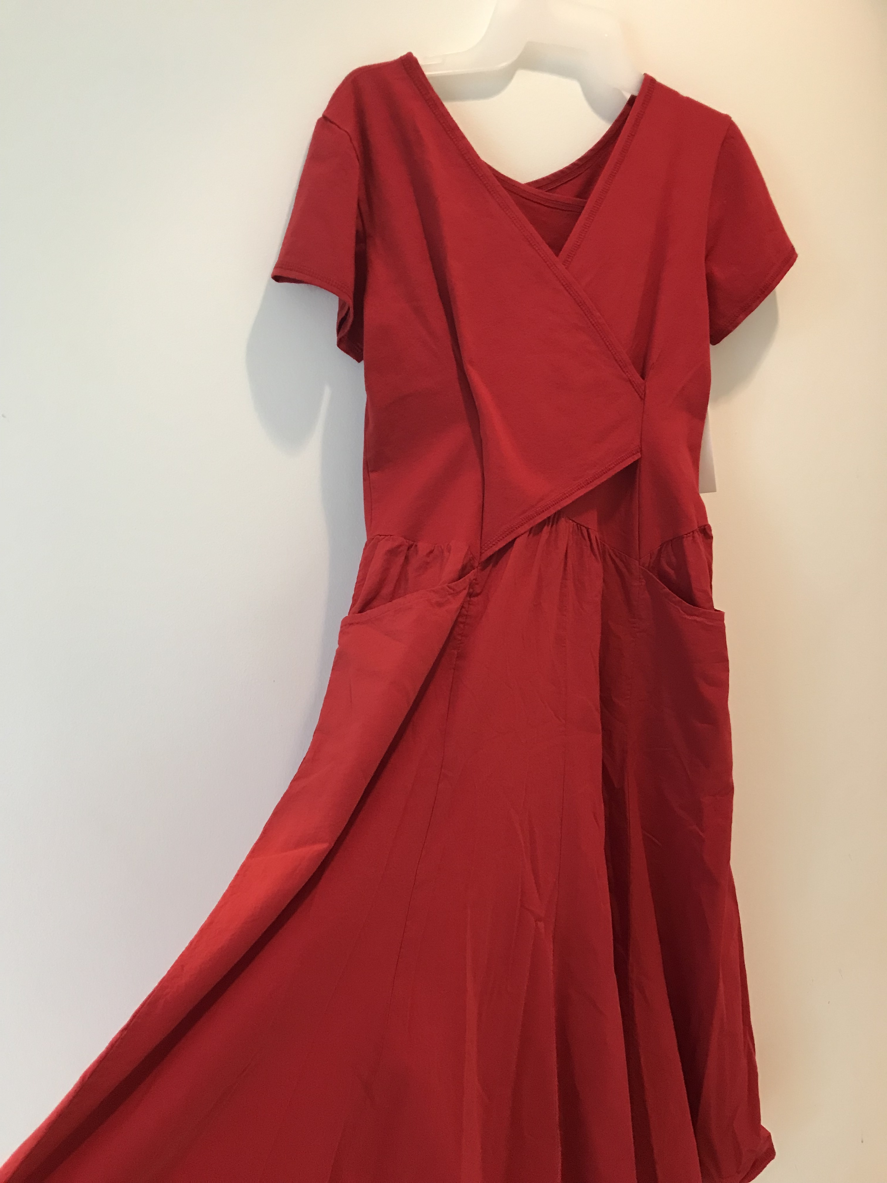 Luna Luz: Short Sleeve Cross Over Bodice Long Dress (Ships Immed in Bonfire, 2 Left!) LL_518_BONFIRE