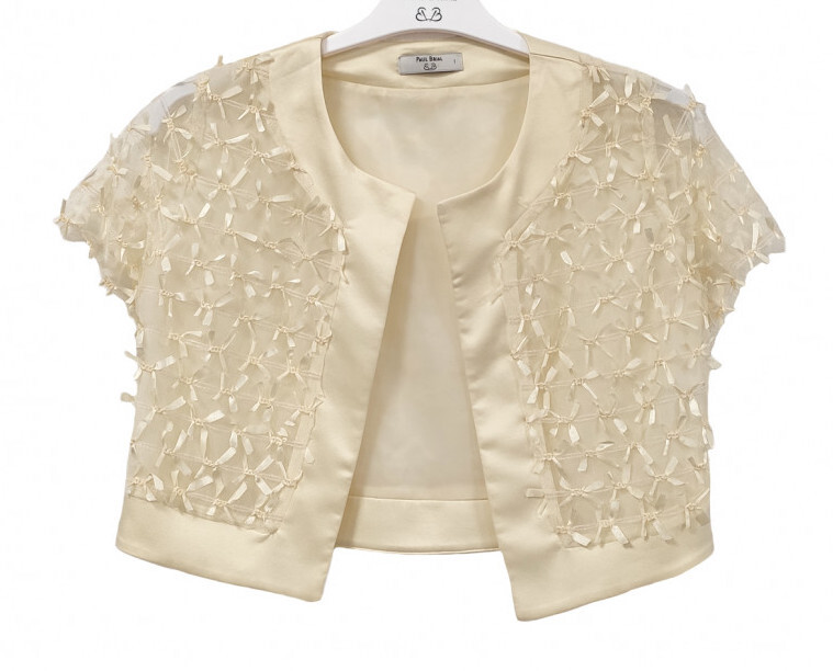 Paul Brial: Satin Bows Bolero (In Ivory & Black!) PB_SOIREE
