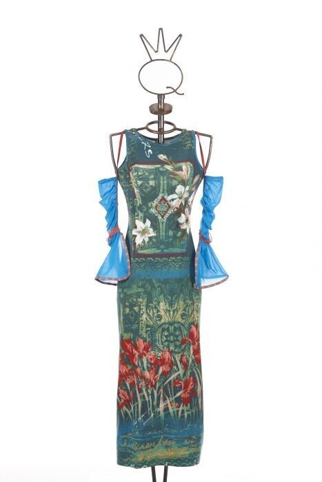 Save The Queen Italy: Monet Garden With Tulip Sleeves Maxi Dress STQ_GARDEN_MONET