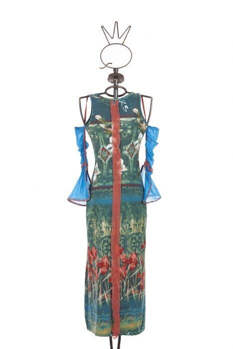 Save The Queen Italy: Monet Garden With Tulip Sleeves Maxi Dress