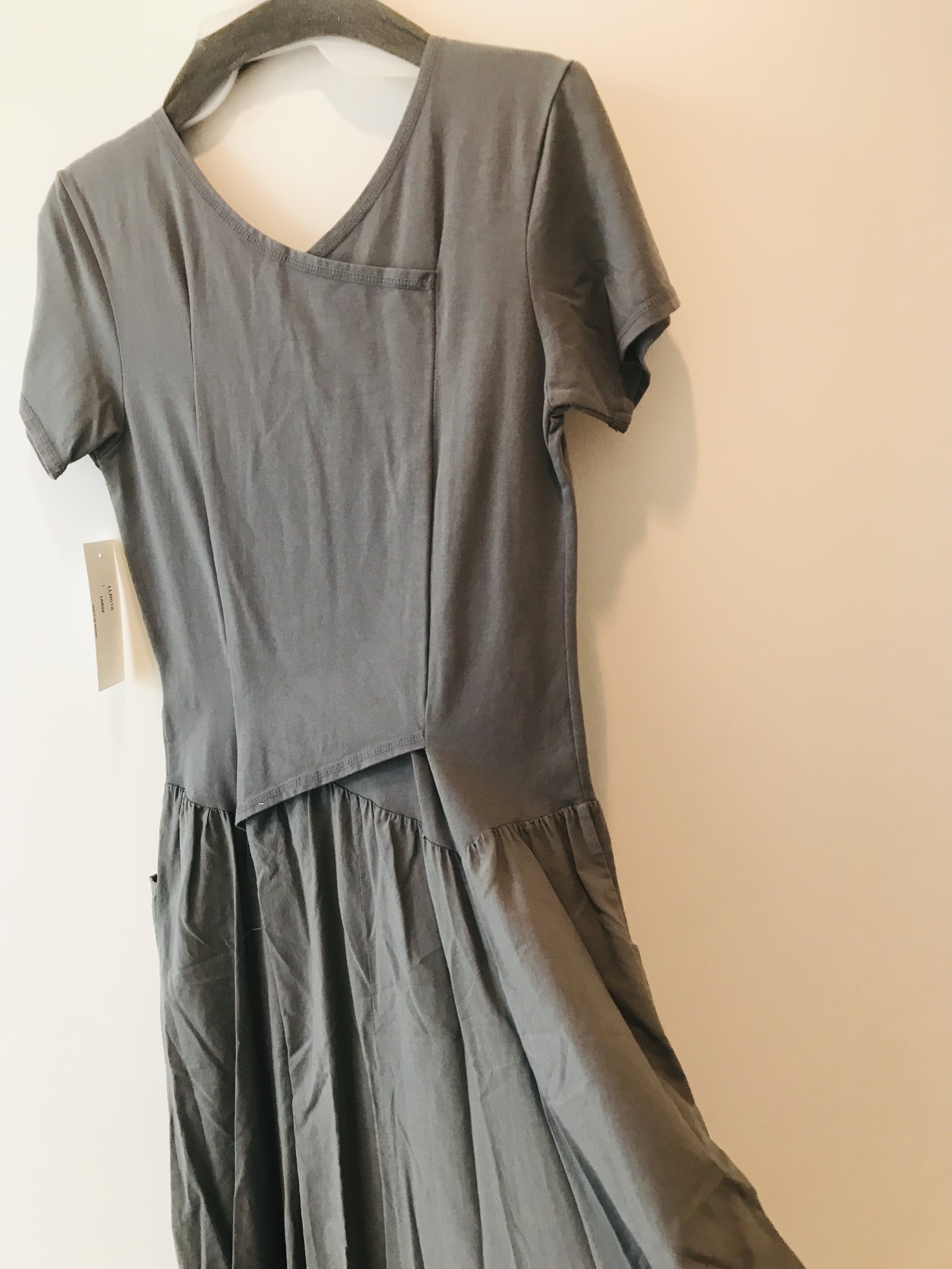 Luna Luz: Short Sleeve Cross Over Bodice Long Dress (Ships Immed in Slate!)