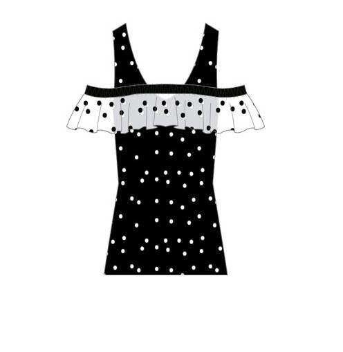 Paul Brial: Ruffled Bodice Little Black & White Top (More Colors!)