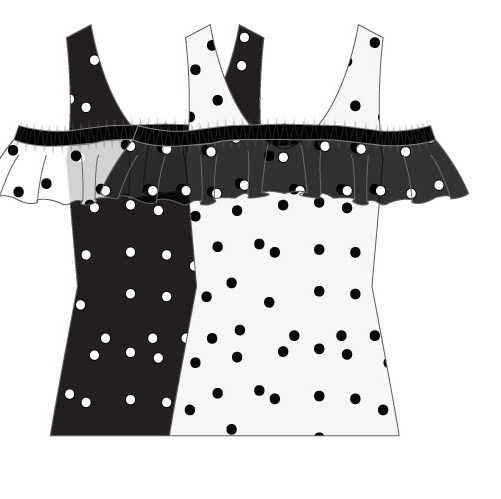 Paul Brial: Ruffled Bodice Little Black & White Top (More Colors!)