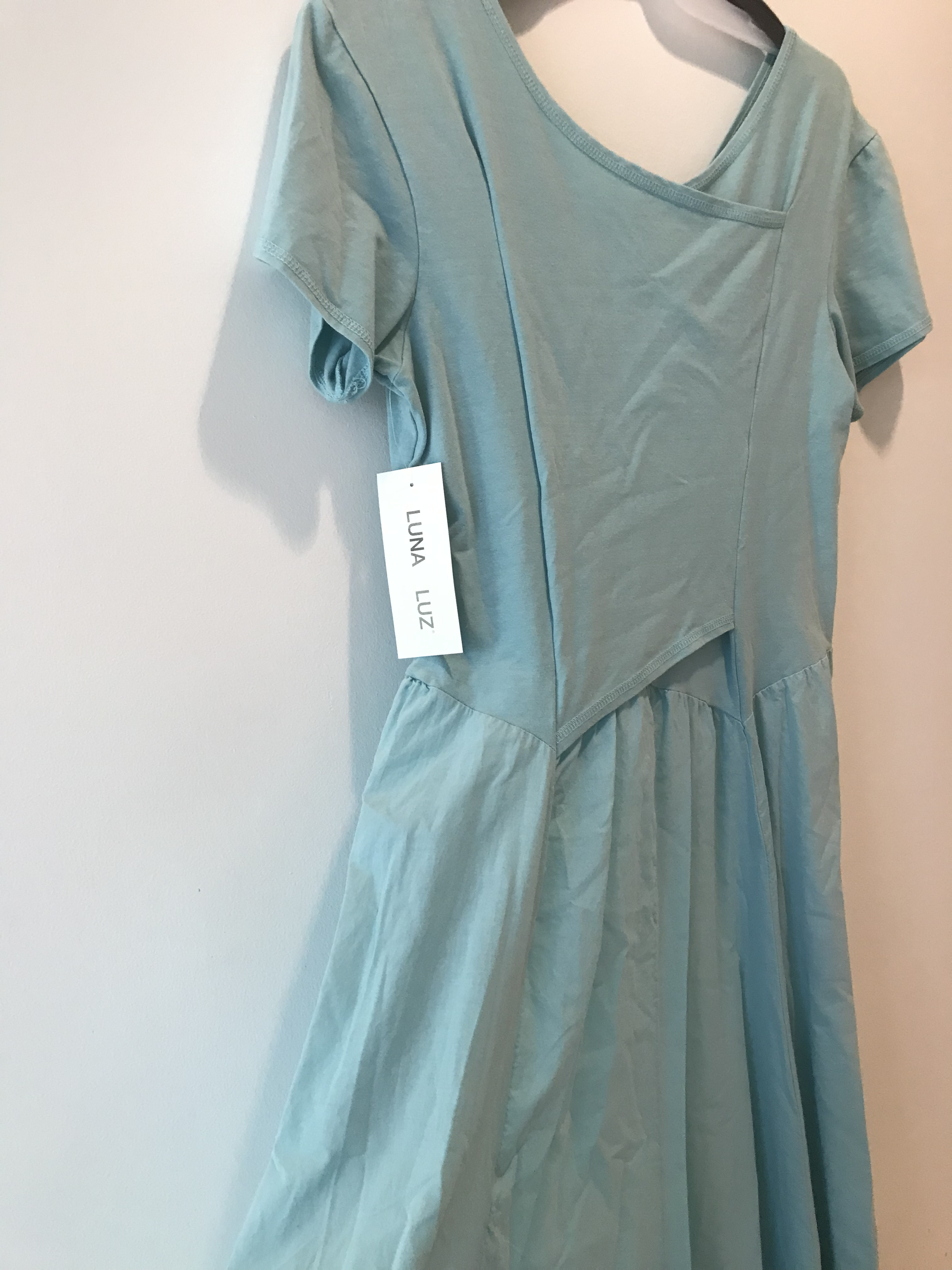 Luna Luz: Short Sleeve Cross Over Bodice Long Dress SOLD OUT