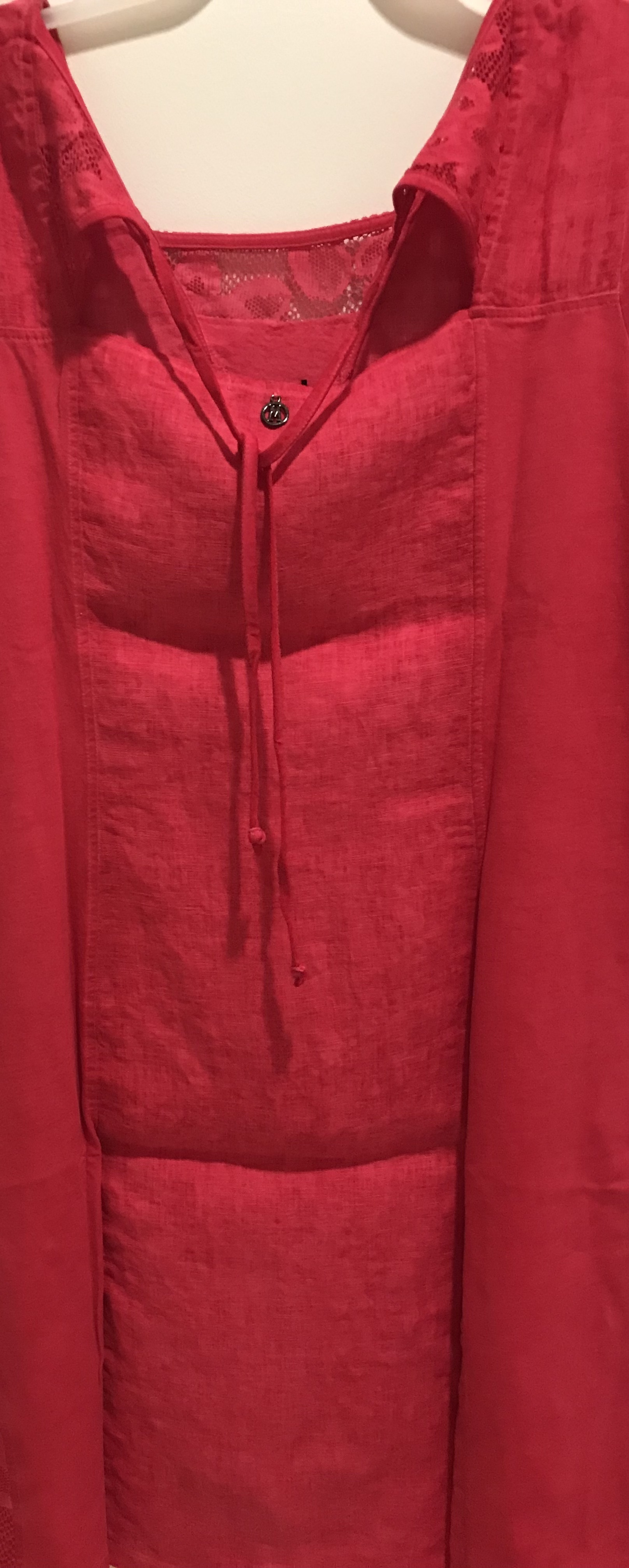 Maloka: Cutout Shoulder Princess Seam Linen Stretch Dress (1 left in Fuschia!)