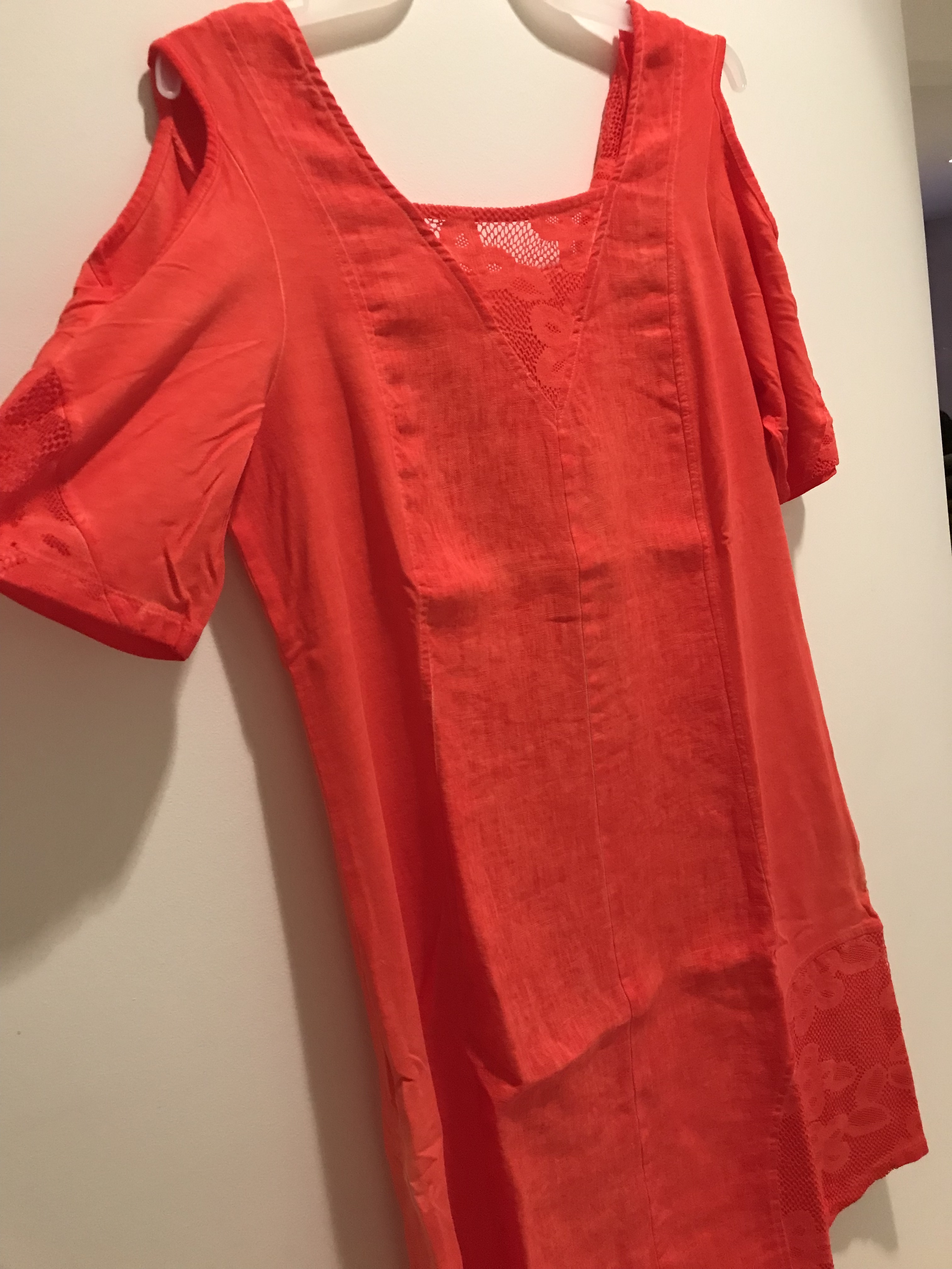 Maloka: Cutout Shoulder Princess Seam Linen Stretch Dress (1 left in Zest) MK_TALLIA_Zest