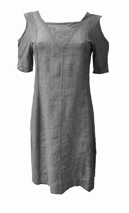 Maloka: Cutout Shoulder Princess Seam Linen Stretch Dress (1 Left in Off White!) MK_TALLIA_Off White_Sand