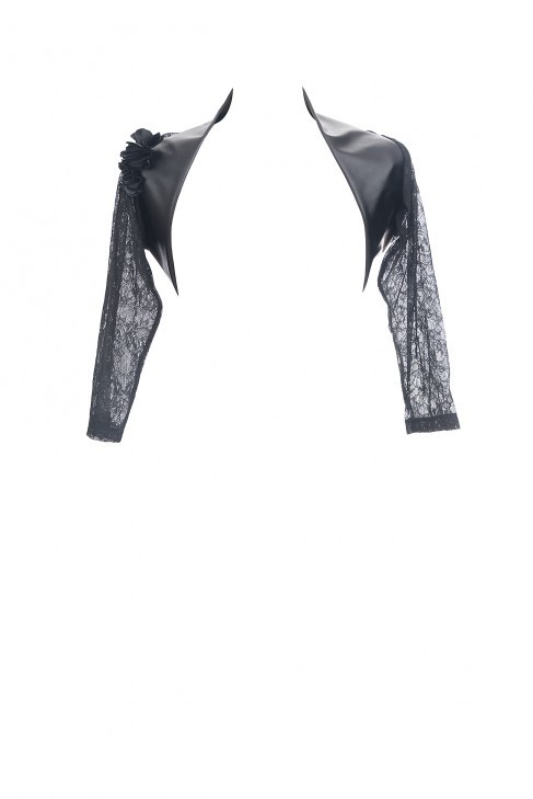 Les Fees Du Vent Couture: Exquisite Crystal Faux Leather & Lace Bolero (One of a Kind!) LFDV_888322_N1