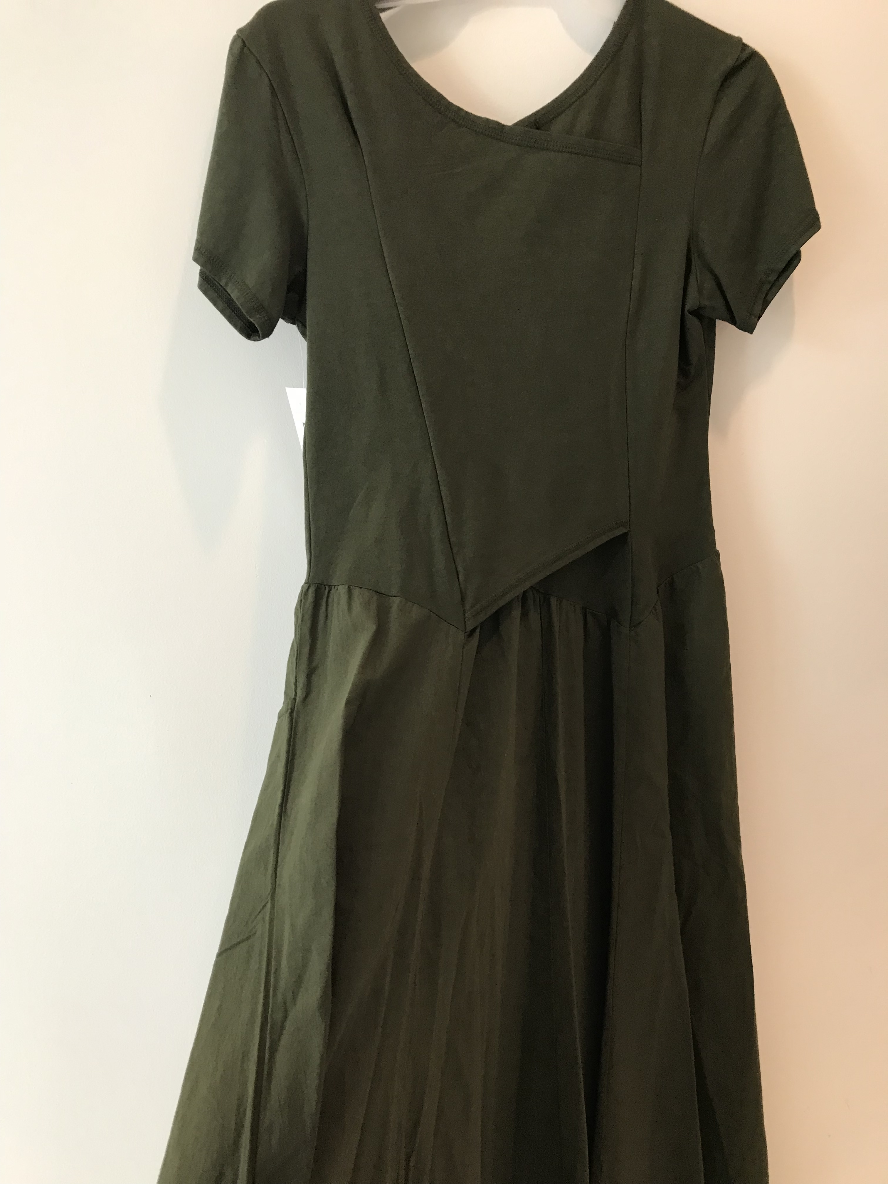Luna Luz: Short Sleeve Cross Over Bodice Long Dress (More Arriving: NEW Fall Color - Olive!)