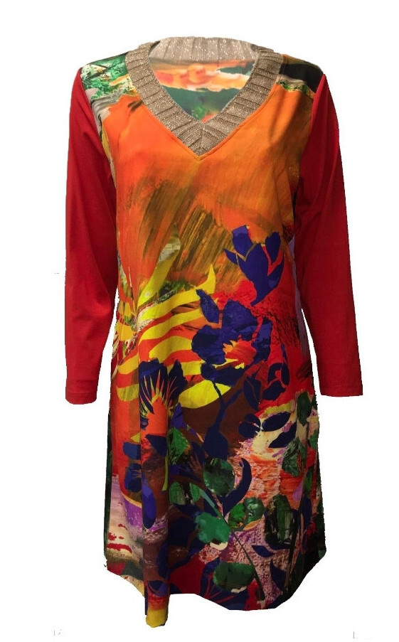 Maloka: Electric Blue Blooms Fitted Dress/Tunic