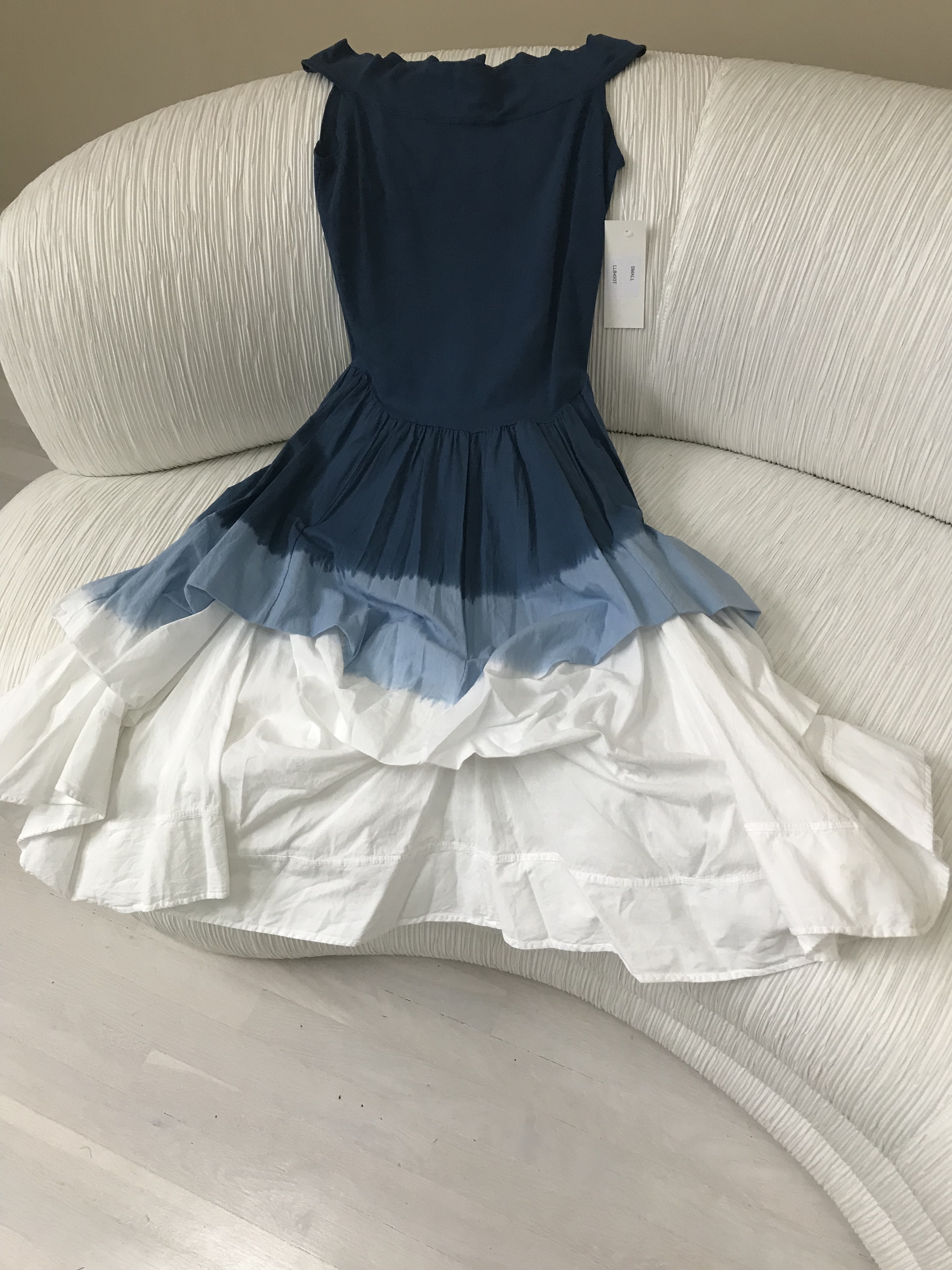 Luna Luz: Sleeveless Tied and Dyed Ombre Dress (Ships Immed in Navy Ombre, 1 Left!) LL_493T_NAVYOMBRE