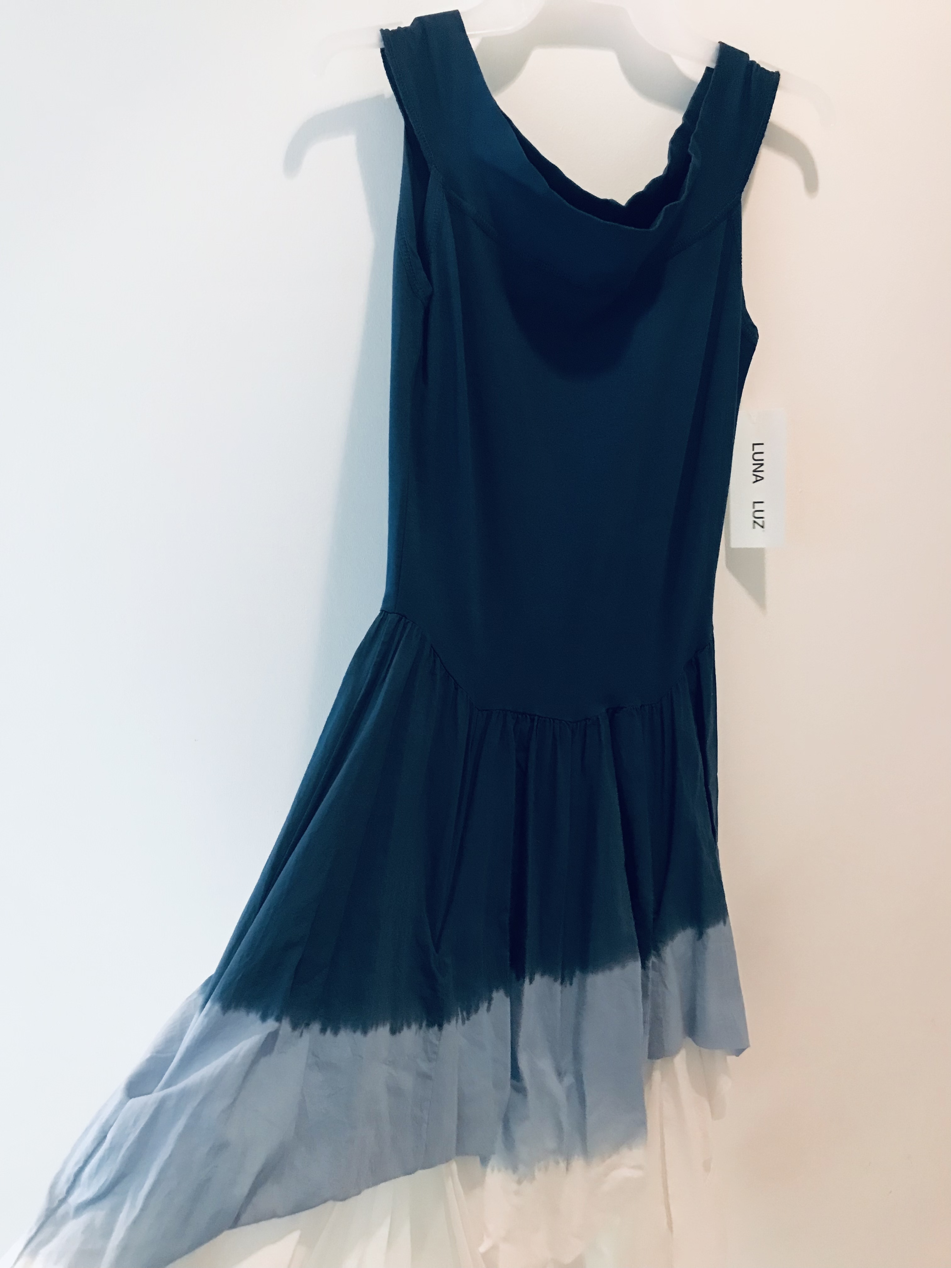 Luna Luz: Sleeveless Tied and Dyed Ombre Dress (Ships Immed in Navy Ombre, 1 Left!)