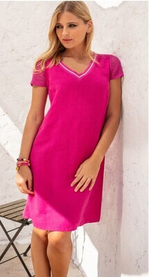 Maloka: Netted Short Sleeve Linen Dress (In Red!)