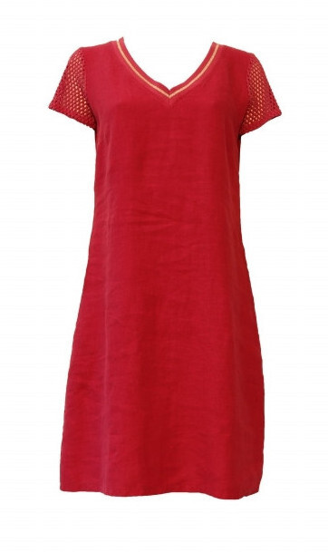 Maloka: Netted Short Sleeve Linen Dress (In Red!)