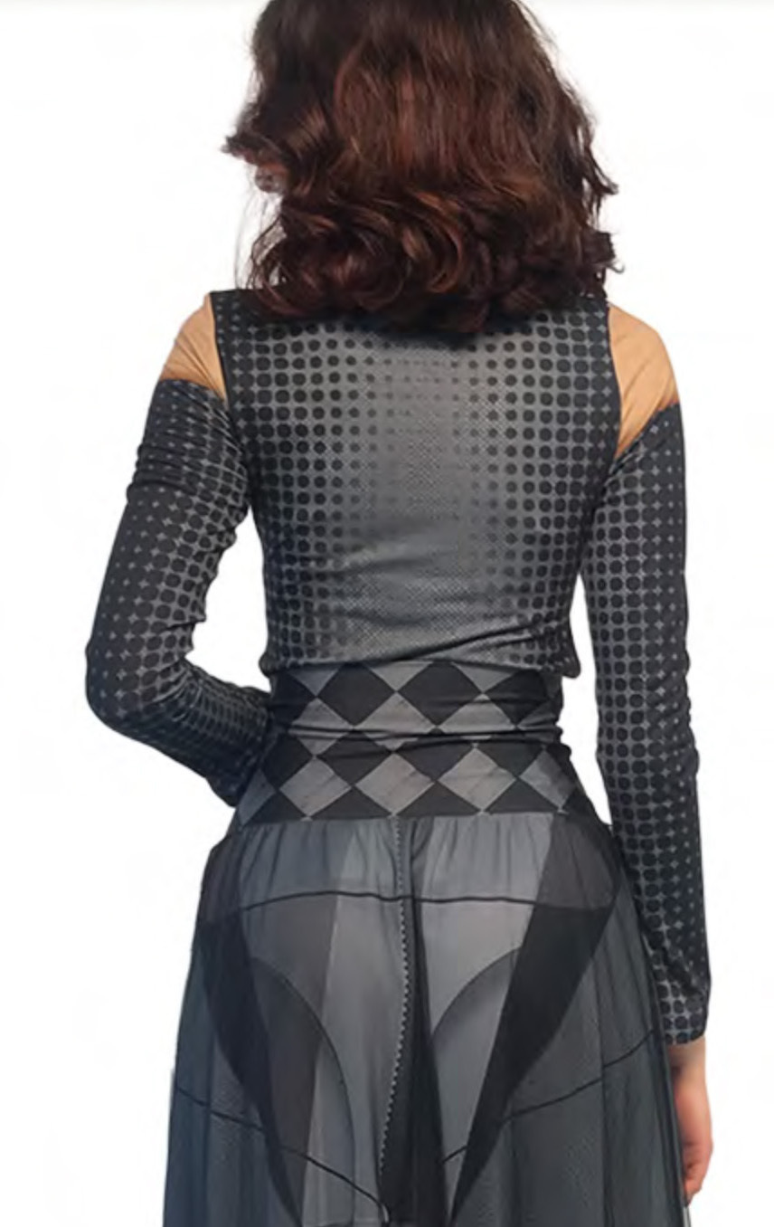 IPNG: Art Is My Body In Rhythm Cold Shoulder Illusion Mini Top (Comes In 2 Lengths!)