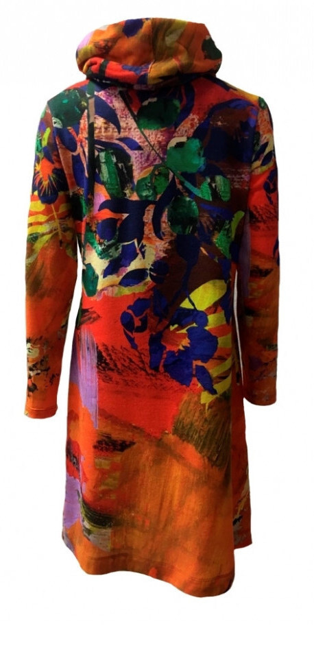 Maloka: Electric Blue Blooms Flared Tricot Sweater Dress