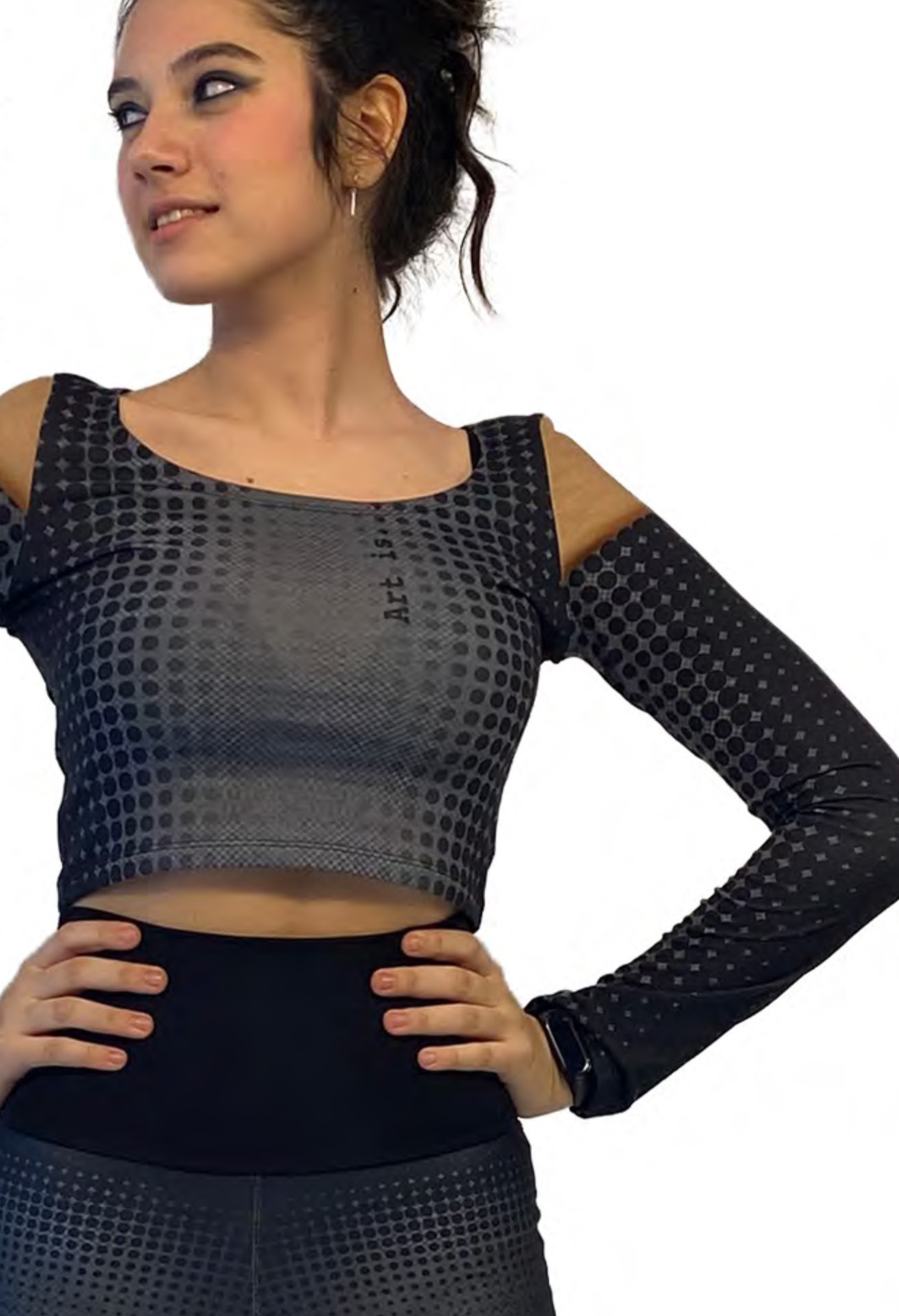 IPNG: Art Is My Body In Rhythm Cold Shoulder Illusion Mini Top (Comes In 2 Lengths!)