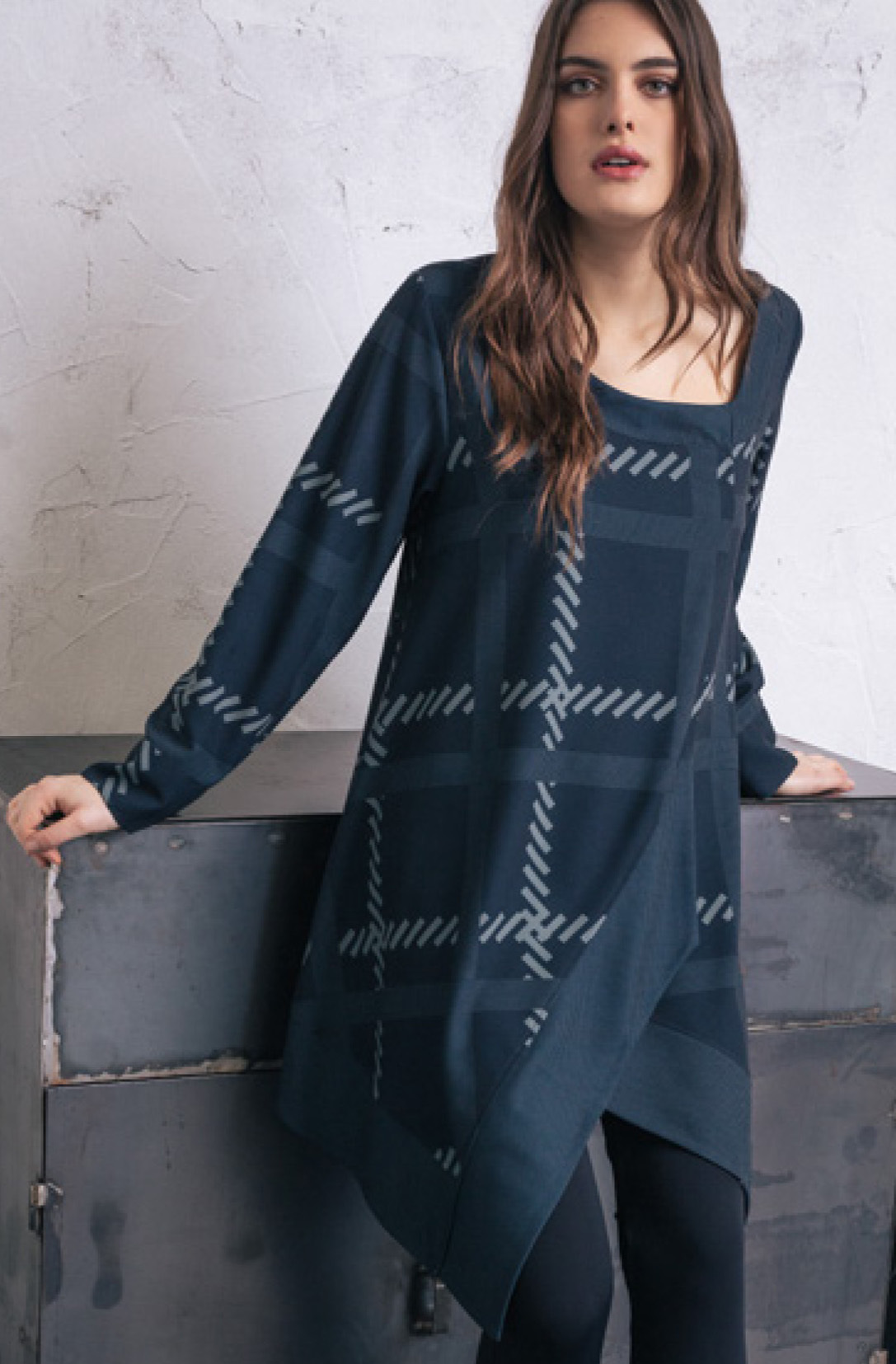 G!oze: Faux Wrap Tweed Asymmetrical Tunic