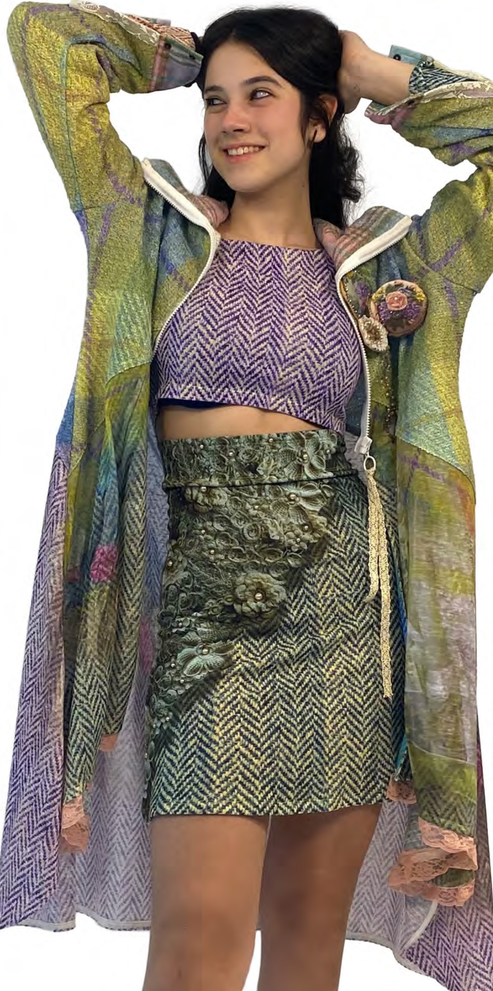 IPNG: Mood Of Flavour Tweed Illusion Flared Mini Skirt IPNG_MFSKMW-068
