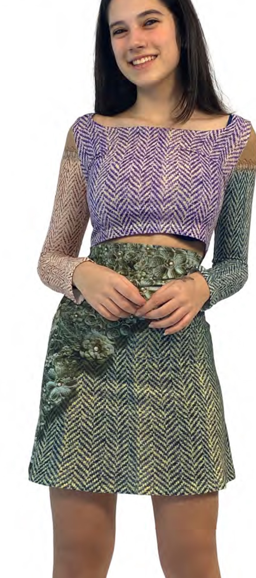 IPNG: Mood Of Flavour Tweed Illusion Flared Mini Skirt