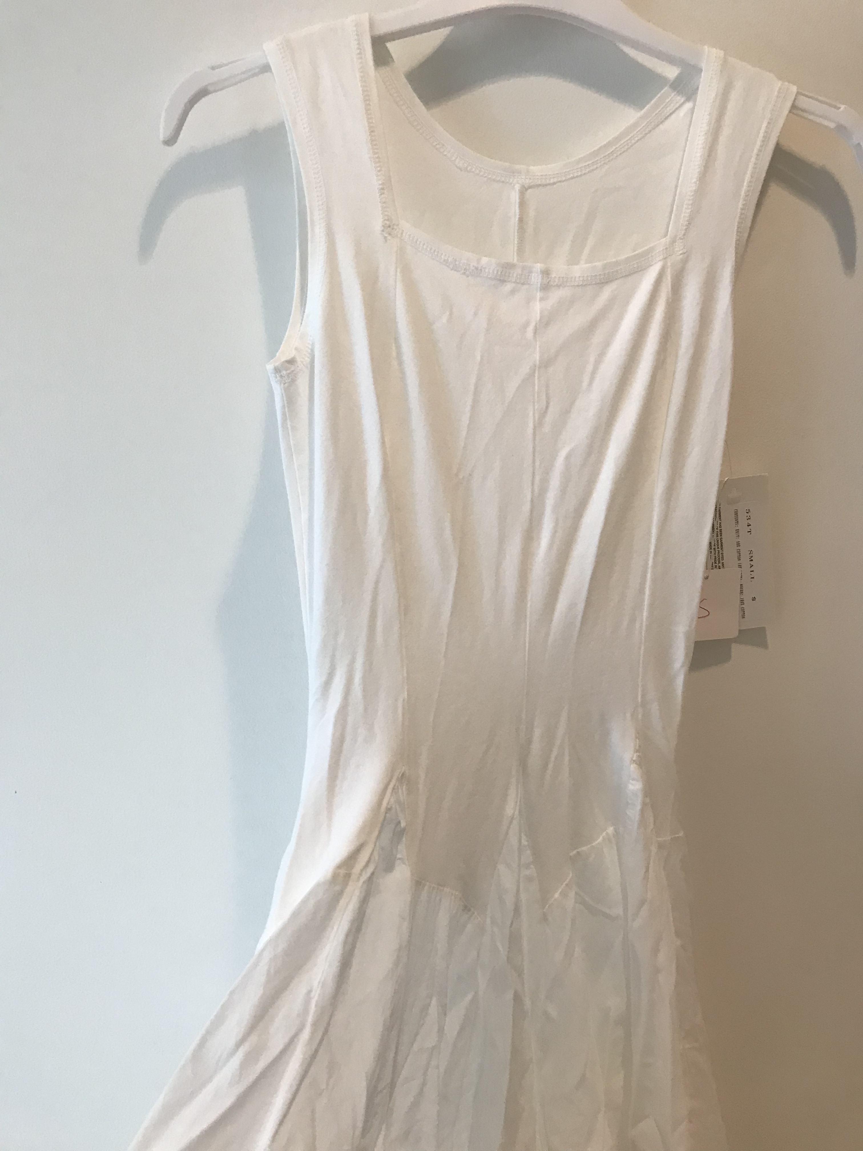 Luna Luz: Romantic Square Neck Tied & Dyed Midi Dress in White (Ships Immed, 1 Left!)